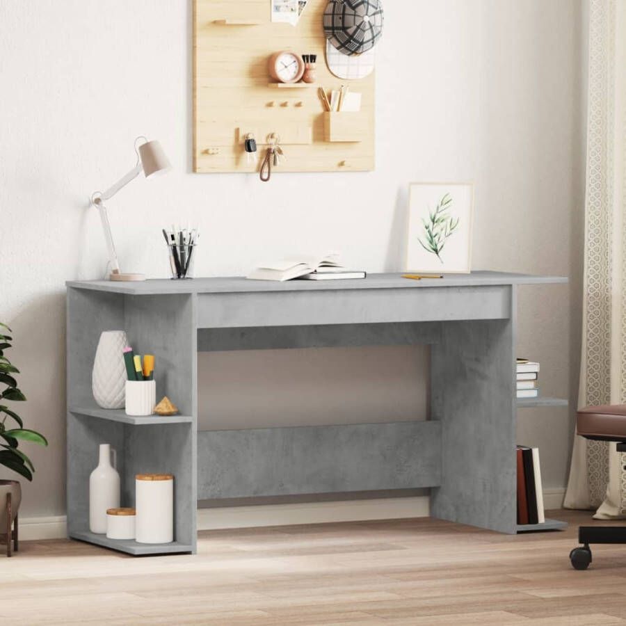 vidaXL Bureau 140x50x75 cm bewerkt hout betongrijs