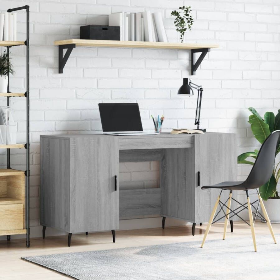 VidaXL Bureau 140x50x75 cm bewerkt hout grijs sonoma eikenkleurig