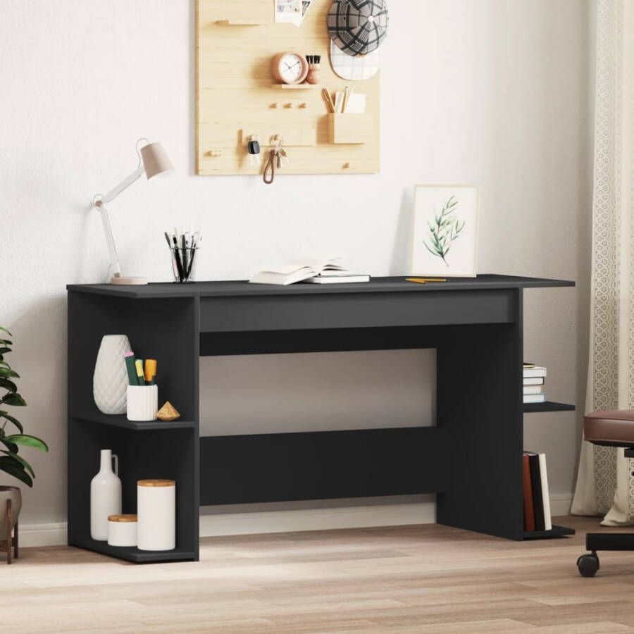 vidaXL Bureau 140x50x75 cm bewerkt hout zwart