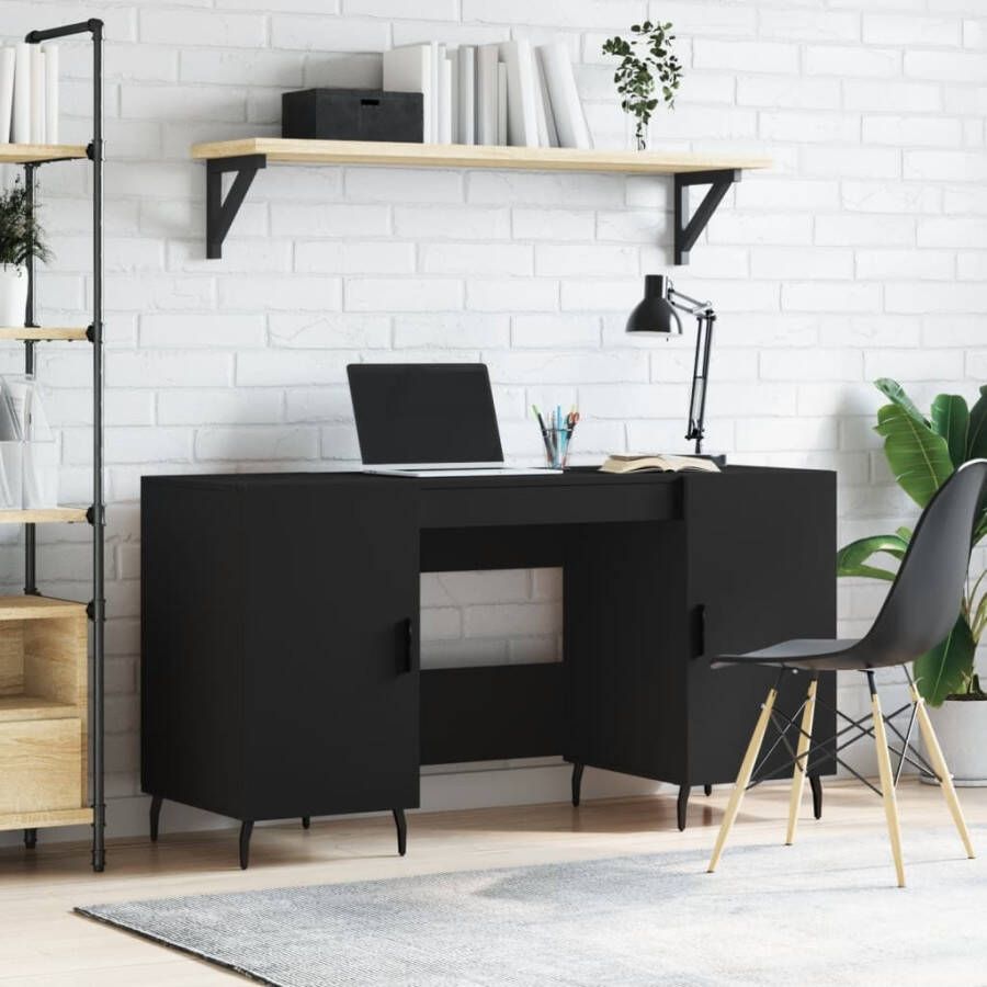 VidaXL Bureau 140x50x75 cm bewerkt hout zwart