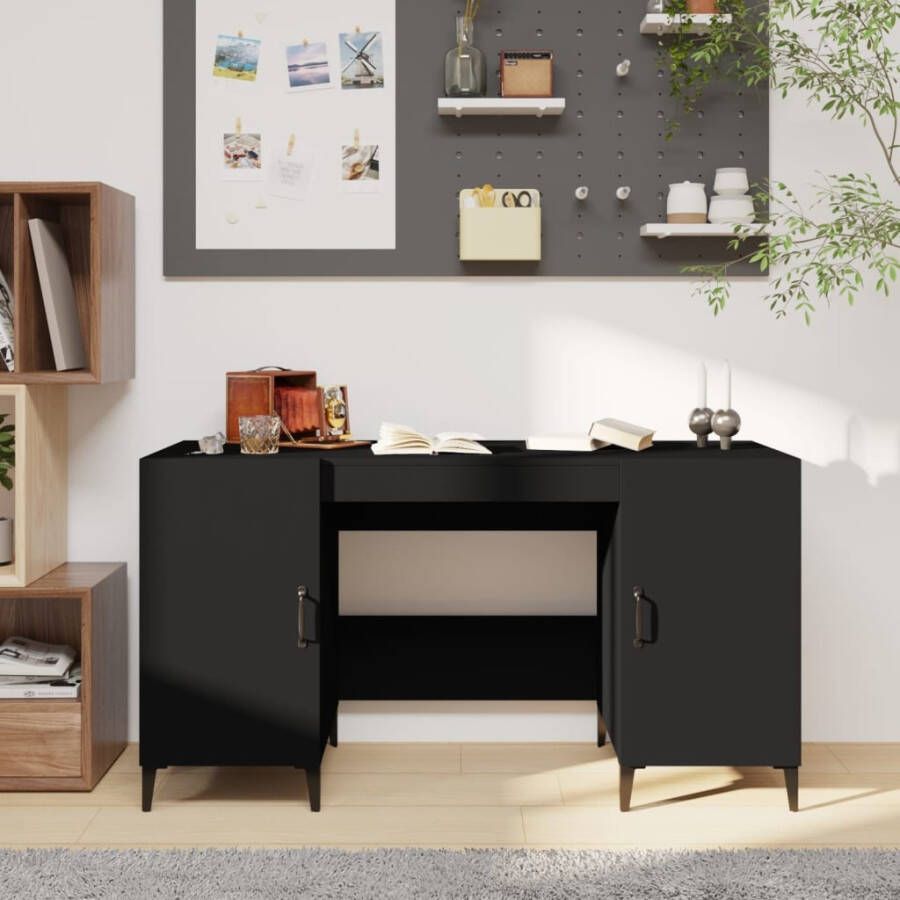 VidaXL Bureau 140x50x75 cm bewerkt hout zwart