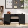 VidaXL Bureau 140x50x75 cm bewerkt hout zwart - Thumbnail 1