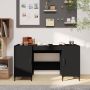 VidaXL Bureau 140x50x75 cm bewerkt hout zwart - Thumbnail 2