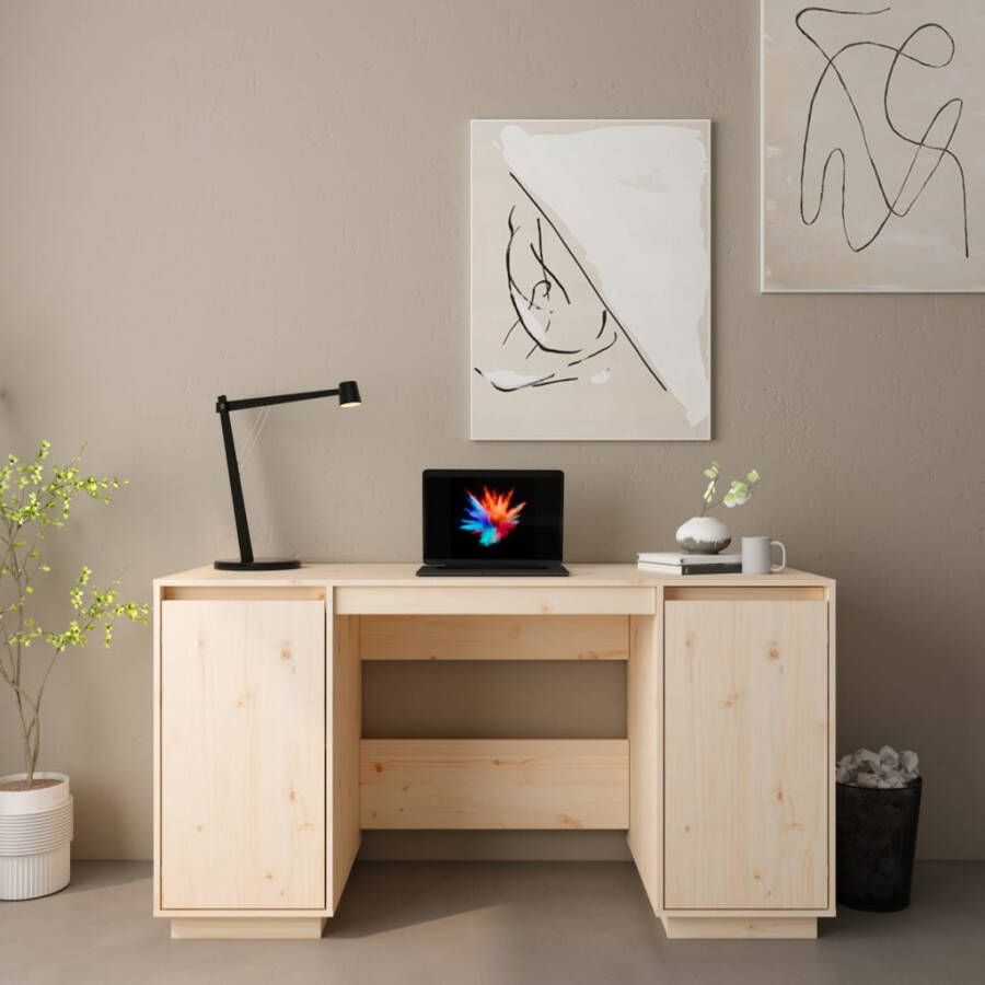 vidaXL Bureau 140x50x75 cm massief grenenhout