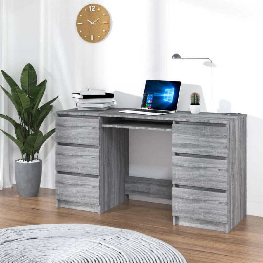 VidaXL Bureau 140x50x77 cm bewerkt hout grijs sonoma eikenkleurig