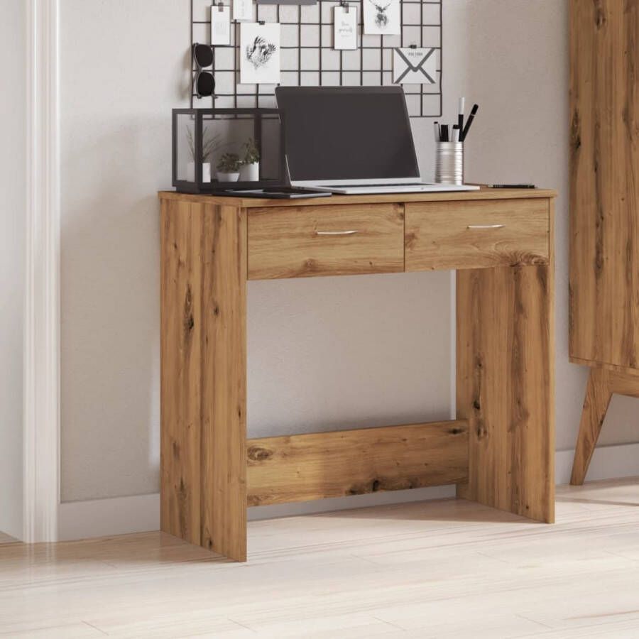 VidaXL Bureau 80x40x75 cm bewerkt hout artisanaal eikenkleurig