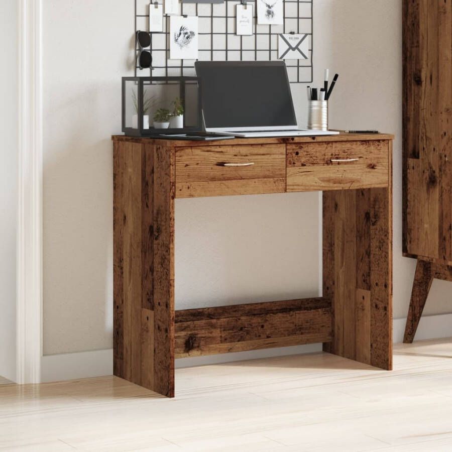 vidaXL Bureau 80x40x75 cm bewerkt hout oud houtkleurig