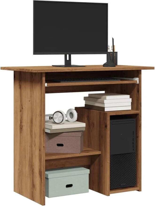 VidaXL Bureau 80x45x74 cm bewerkt hout artisanaal eikenkleur