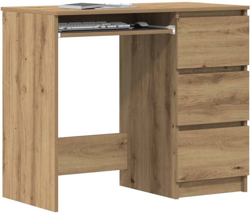 VidaXL Bureau 90x45x76 cm bewerkt hout artisanaal eikenkleur