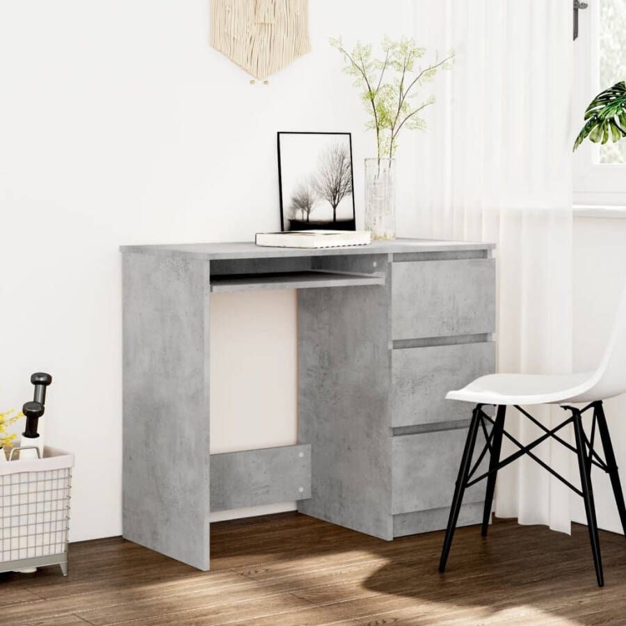 VidaXL Bureau 90x45x76 cm spaanplaat betongrijs