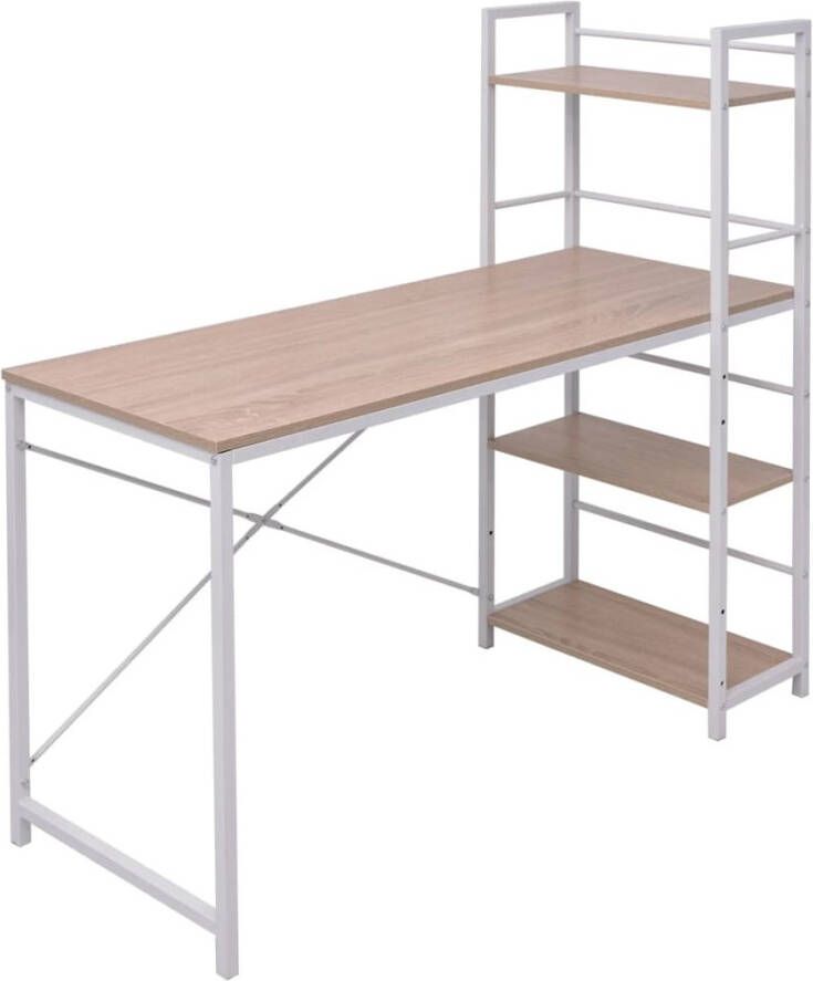 VidaXL Bureau met boekenkast 4 laags eikenkleurig