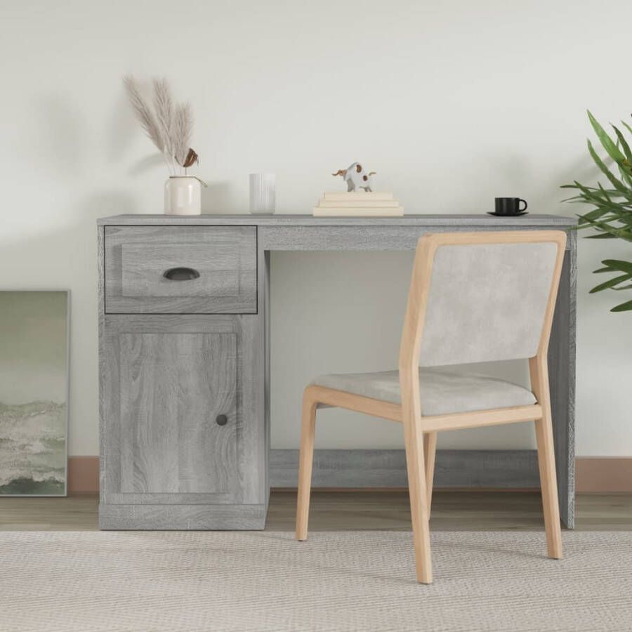 VidaXL Bureau met lade 115x50x75 cm bewerkt hout grijs sonoma eiken