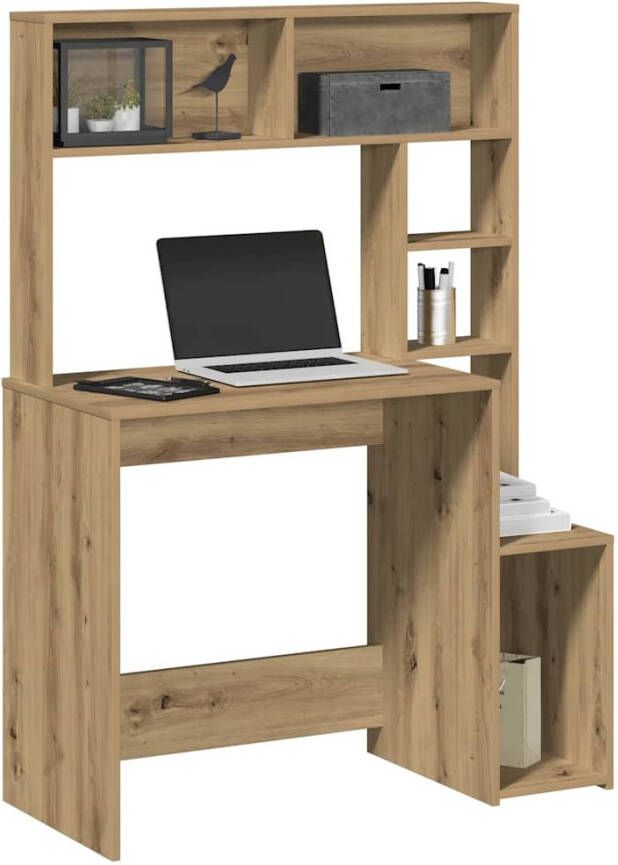 VidaXL Bureau met schappen 100x45x140 cm bewerkt hout artisanaal eiken