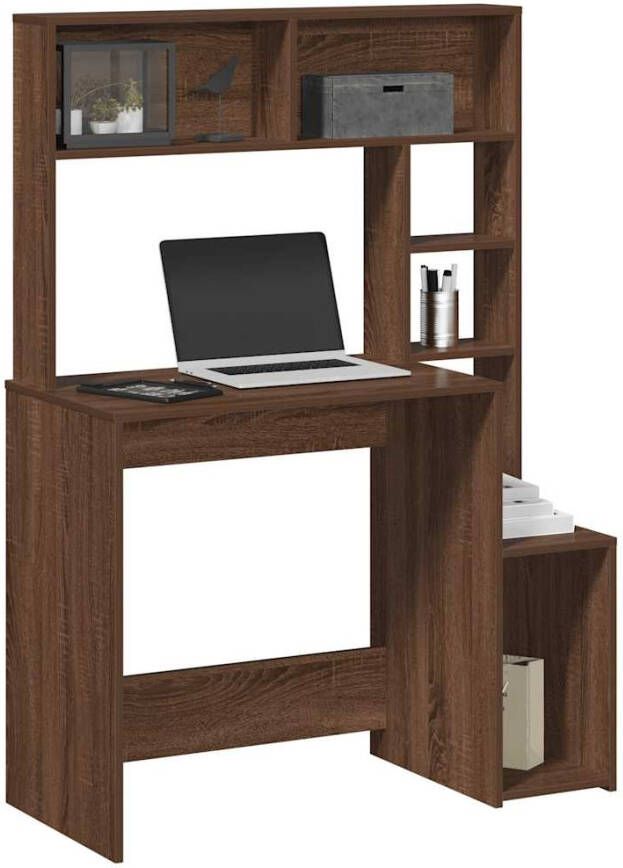 VidaXL Bureau met schappen 100x45x140 cm bewerkt hout bruineikenkleur