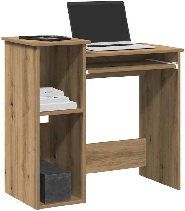 VidaXL Bureau met schappen 84x40x78 cm bewerkt hout artisanaal eiken