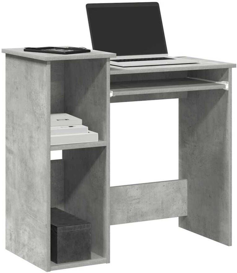 VidaXL Bureau met schappen 84x40x78 cm bewerkt hout betongrijs