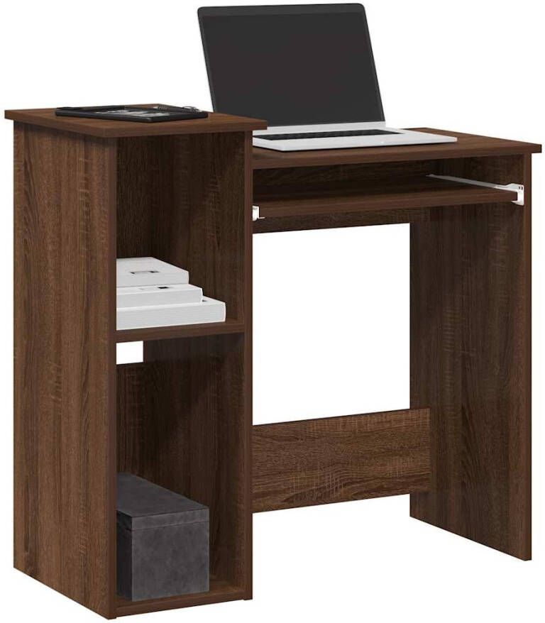 VidaXL Bureau met schappen 84x40x78 cm bewerkt hout bruineikenkleur