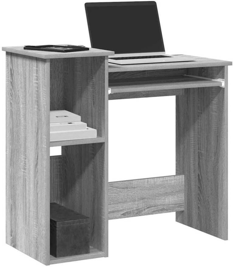 VidaXL Bureau met schappen 84x40x78 cm bewerkt hout grijs sonoma