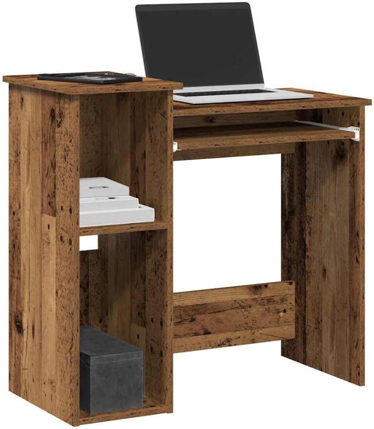 VidaXL Bureau met schappen 84x40x78 cm bewerkt hout oud houtkleurig