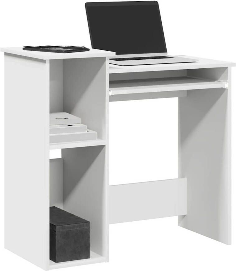 VidaXL Bureau met schappen 84x40x78 cm bewerkt hout wit