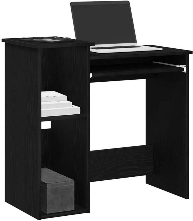 VidaXL Bureau met schappen 84x40x78 cm bewerkt hout zwart