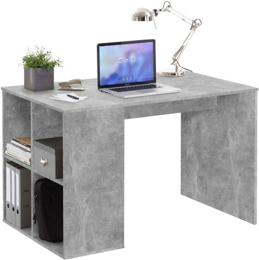 VidaXL Bureau met zijschappen 117x73x75 cm betonkleurig