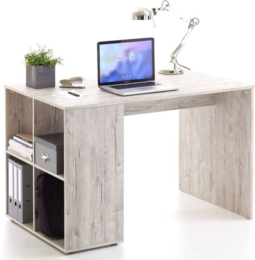 VidaXL Bureau met zijschappen 117x73x75 cm zandeikenkleurig