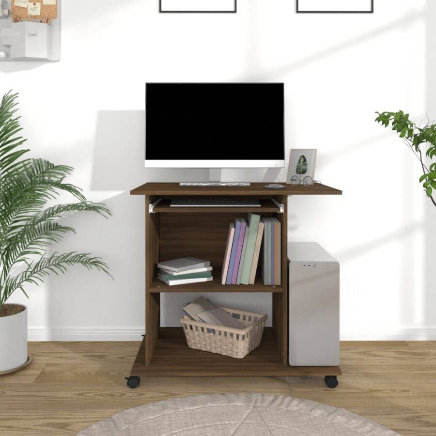 VidaXL Computerbureau 80x50x75 cm bewerkt hout bruineikenkleurig