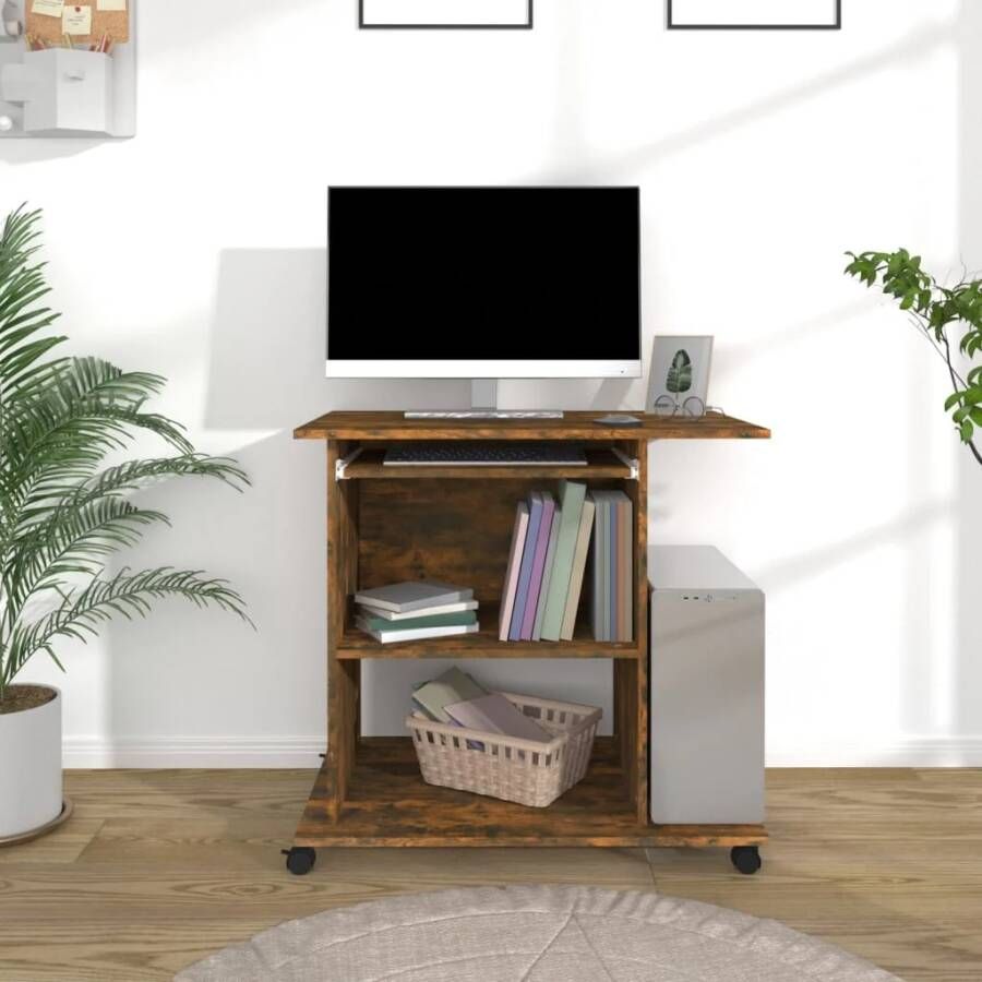 VidaXL Computerbureau 80x50x75 cm bewerkt hout gerookt eikenkleurig