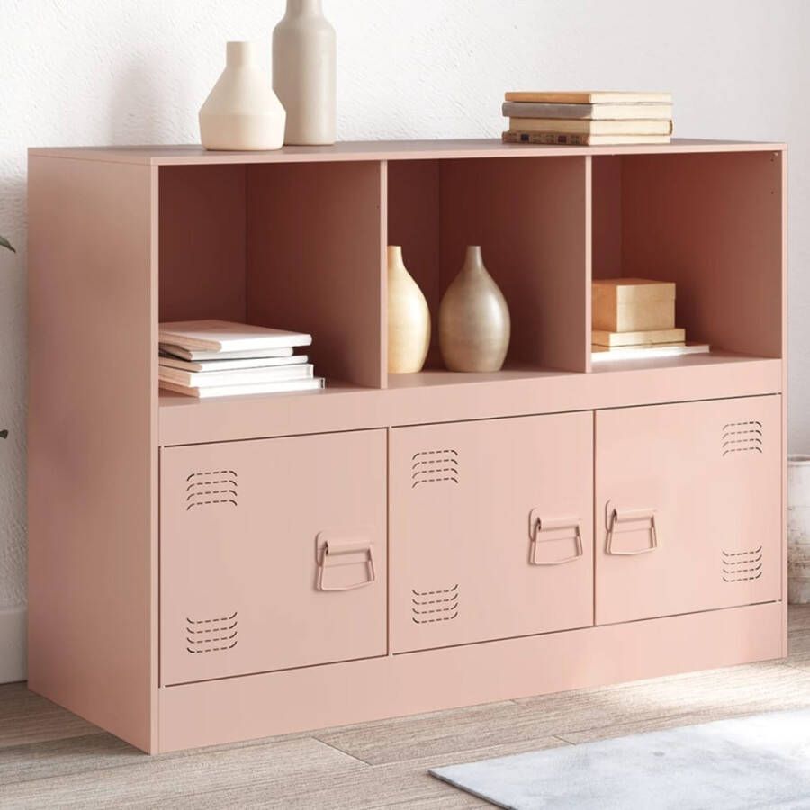 VidaXL Dressoir 99x39x73 cm staal roze