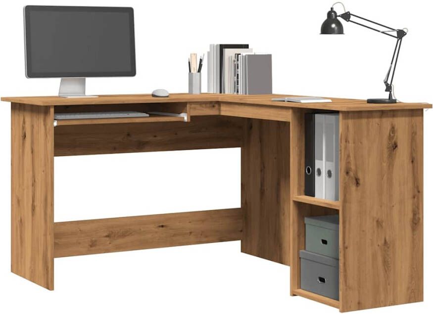 VidaXL Hoekbureau 120x140x75 cm bewerkt hout artisanaal eikenkleur