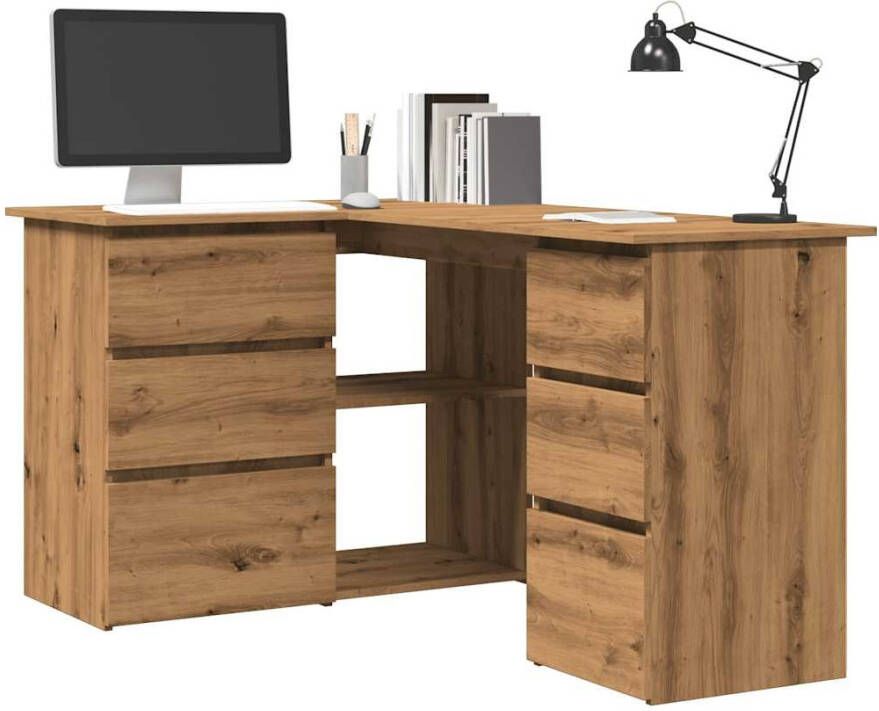 VidaXL Hoekbureau 145x100x76 cm bewerkt hout artisanaal eikenkleur