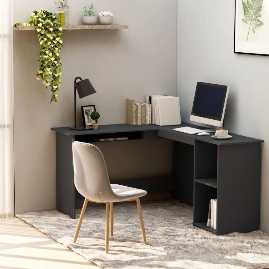 VidaXL Hoekbureau L-vormig 120x140x75 cm bewerkt hout grijs