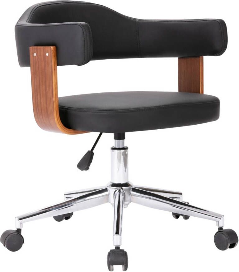 VidaXL Kantoorstoel draaibaar gebogen hout en kunstleer zwart