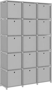 VidaXL Kast met 15 vakken met boxen 103x30x175 5 cm stof grijs
