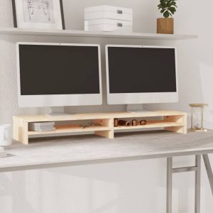 VidaXL Monitorstandaard 100x24x13 cm massief grenenhout