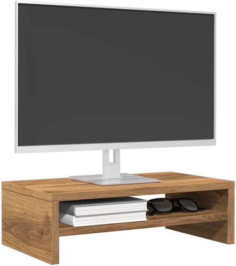 VidaXL Monitorstandaard 42x24x13 cm bewerkt hout artisanaal eikenkleur