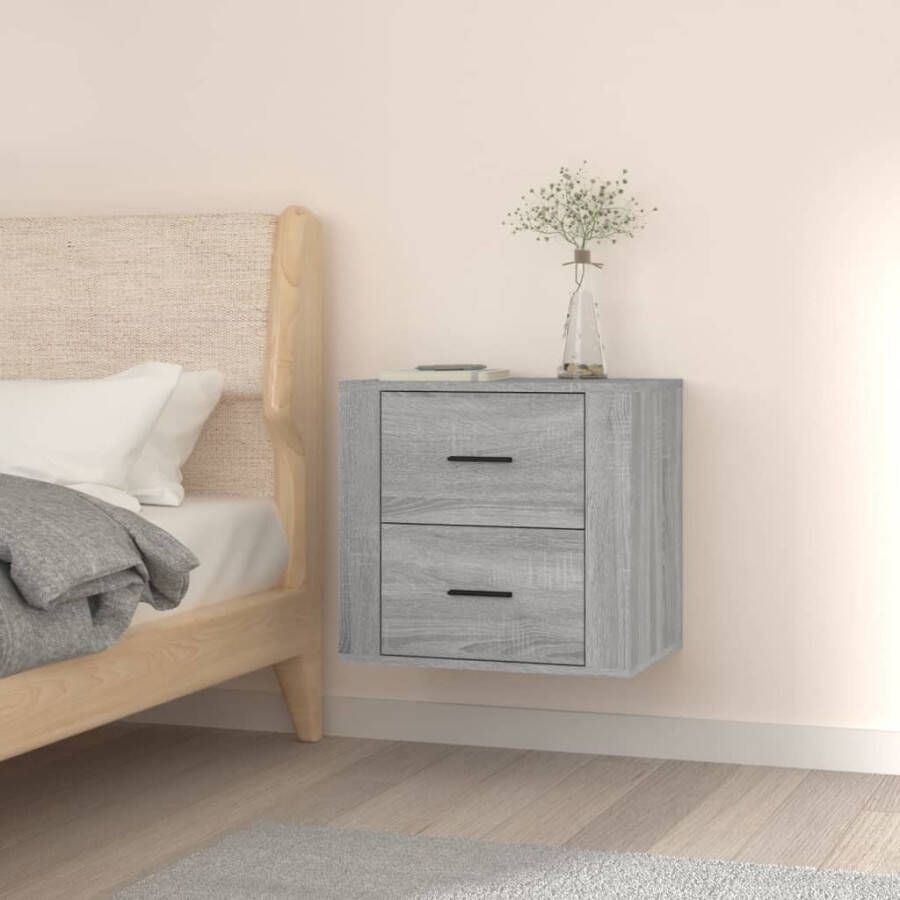 VidaXL Nachtkastje wandgemonteerd 50x36x47 cm grijs sonoma eikenkleur