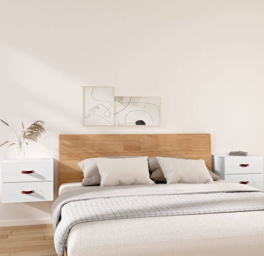 VidaXL Nachtkastjes 2 st wandgemonteerd 50x36x40 cm wit