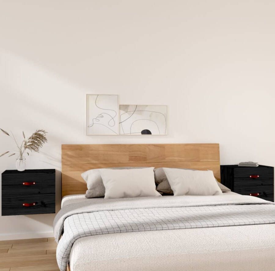 VidaXL Nachtkastjes 2 st wandgemonteerd 50x36x40 cm zwart