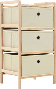 VidaXL Opbergmeubel met 3 stoffen manden cederhout beige