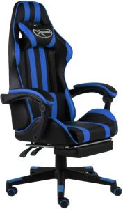 VidaXL Racestoel met voetensteun kunstleer zwart en blauw