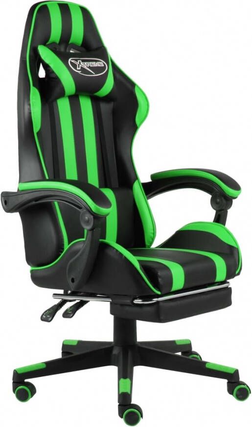 VidaXL Racestoel met voetensteun kunstleer zwart en groen