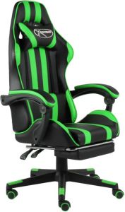 VidaXL Racestoel met voetensteun kunstleer zwart en groen