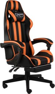 VidaXL Racestoel met voetensteun kunstleer zwart en oranje