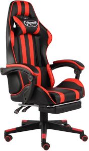 VidaXL Racestoel met voetensteun kunstleer zwart en rood