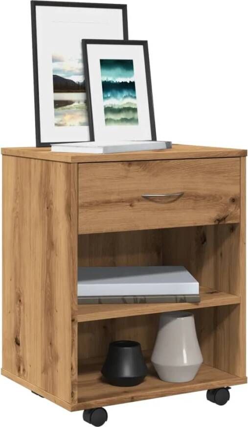 VidaXL Rolkast 46x36x59 cm bewerkt hout artisanaal eikenkleurig