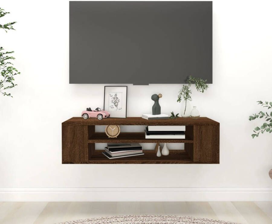 vidaXL Tv-hangmeubel 100x30x26 5 cm bewerkt hout bruineikenkleurig