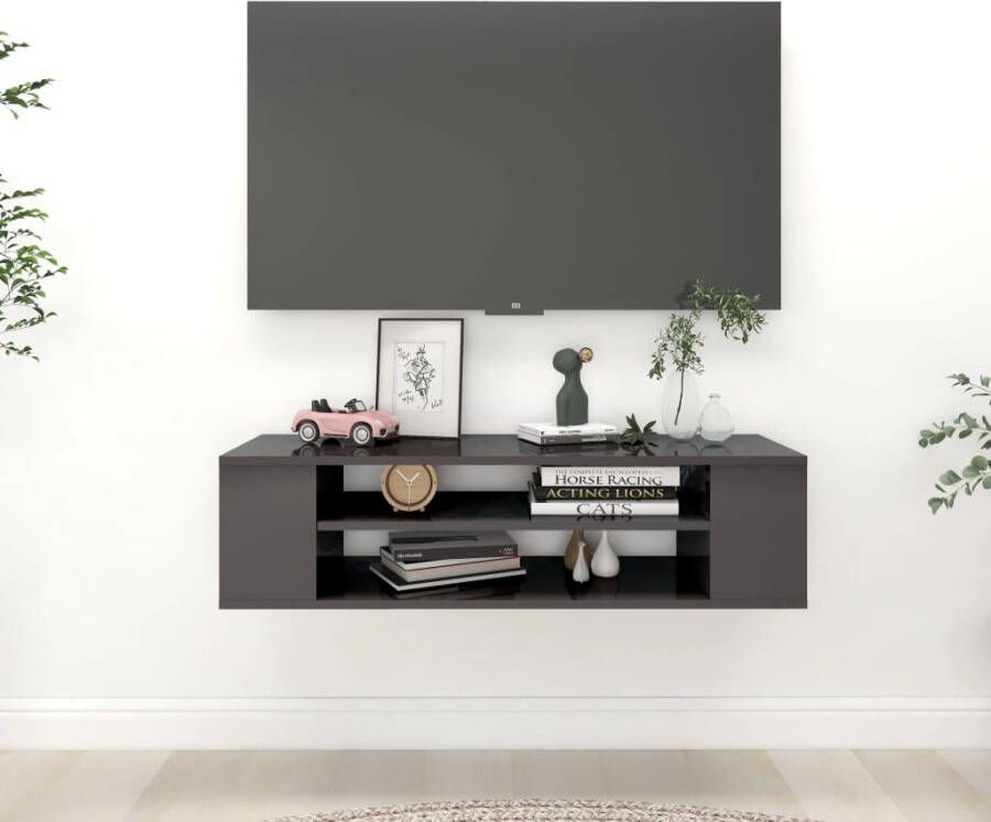 VidaXL Tv-hangmeubel 100x30x26 5 cm bewerkt hout hoogglans grijs