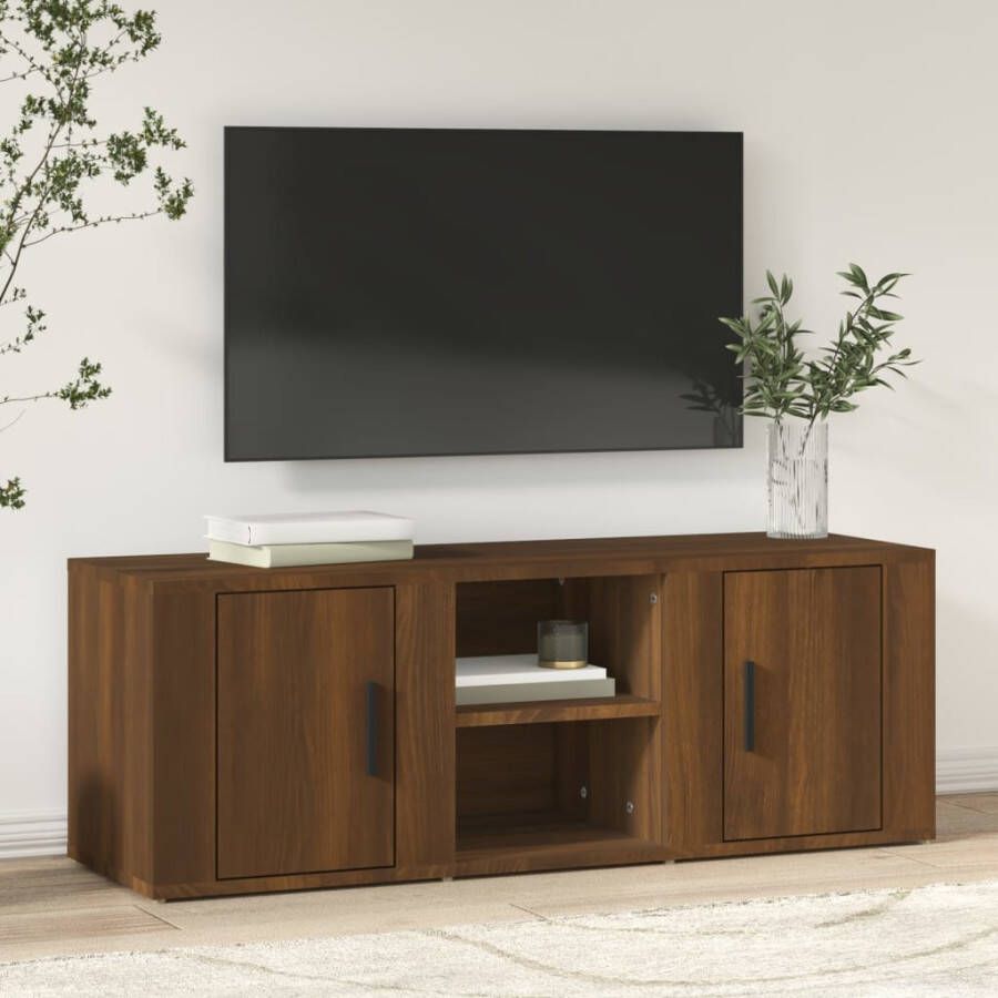 VidaXL Tv-meubel 100x31 5x35 cm bewerkt hout bruineikenkleurig